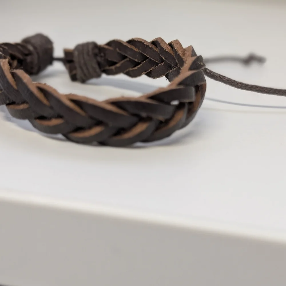 Braided Brown Leather Bracelet